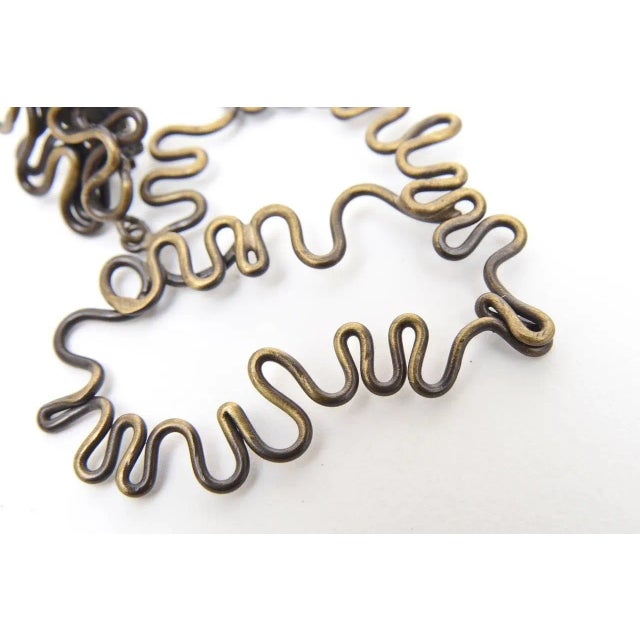 Metal Vintage Brass Sculptural Studio Heart Shaped Clip on Dangle Earrings Pair Of For Sale - Image 7 of 8