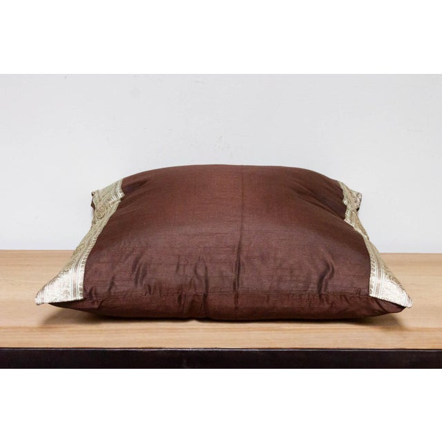 Carob Festive Silk Euro Pillow Cover For Sale - Image 4 of 7