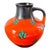 Carstens Tönnieshof Vintage Mid Century West German Orange Vessel With Teal Flowers For Sale