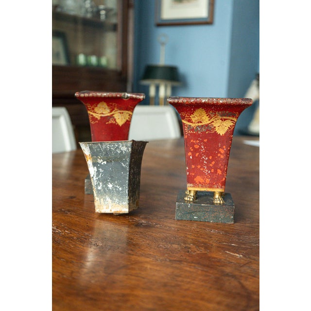 Enamelled Metal Flower Holders, France, 19th Century, Set of 2 For Sale - Image 3 of 9