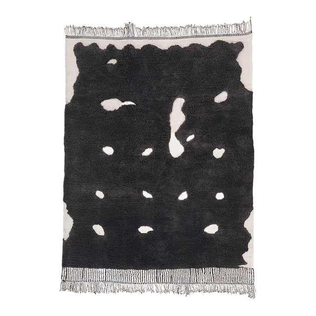 Scattered Abstract Hand-Knotted Moroccan Wool Rug | 10'10" X 8'4" | One of a Kind For Sale