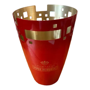 Vintage Piper-Heidsieck Red Metal/Enameled Champagne Ice Bucket