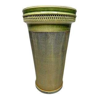 Vintage Dutch Neoclassical Style Terra-Cotta Vase in Olive Green, Grays, Rust For Sale
