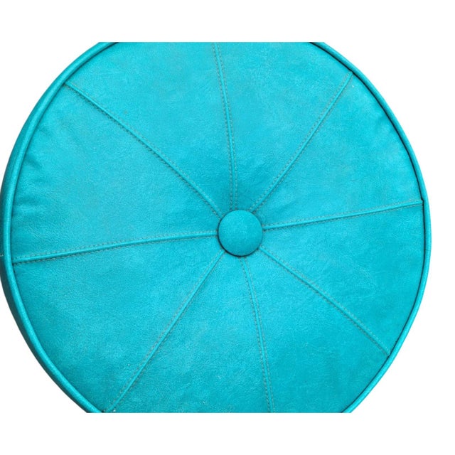 1950s Mid-Century Footstool With Vinyl Beautiful Upholstery Decorative For Sale - Image 11 of 12