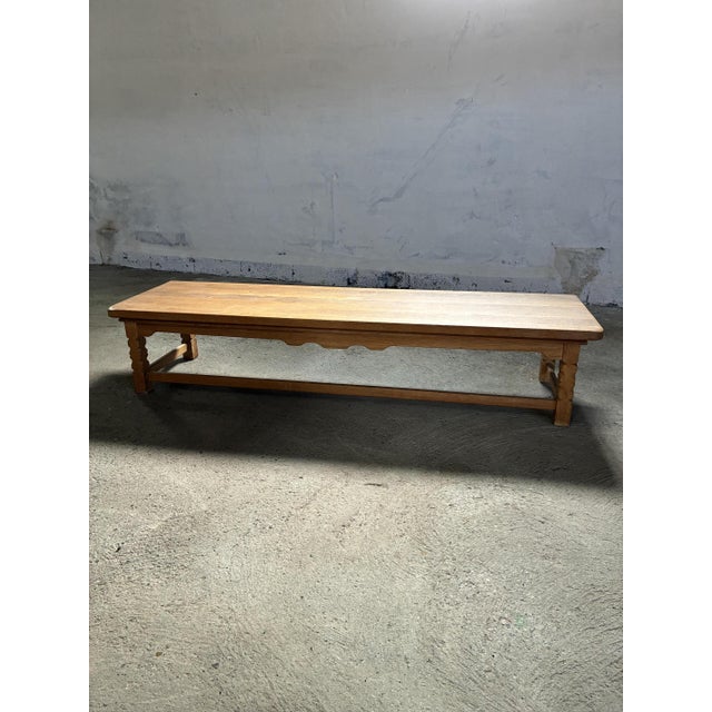 Low Oak Bench in the style of Kjærnulf, 1970s For Sale - Image 6 of 10