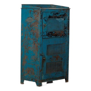 Vintage Indian Painted Industrial Cabinet For Sale