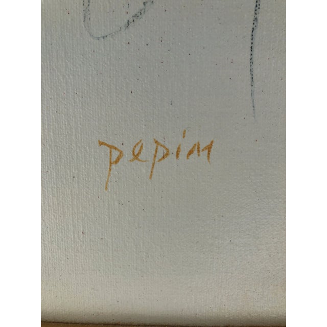 Blue Vintage Large Postmodern Abstract For Sale - Image 8 of 13