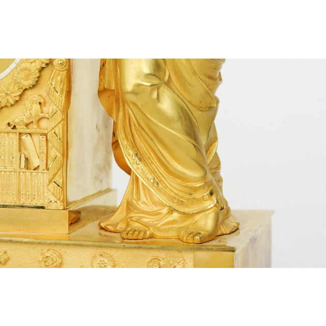 Gold 19th Century French Empire Gilt Bronze Mantel Clock For Sale - Image 8 of 10