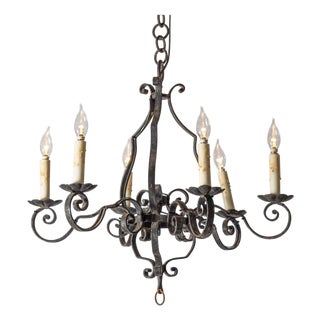 Mid 20th Century French Wrought Iron Chandeliers For Sale