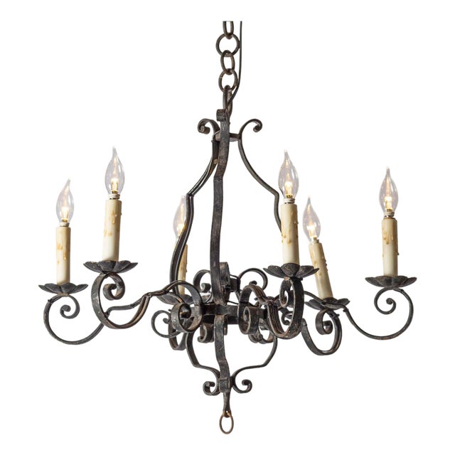 Mid 20th Century French Wrought Iron Chandeliers For Sale