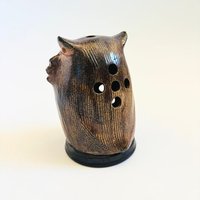 Mid Century Pottery Owl Votive Candle Holder For Sale In San Francisco - Image 6 of 9