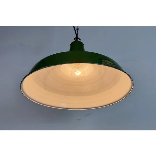 Industrial Green Enamel Factory Pendant Lamp from Jackson Electrical Co., 1960s For Sale - Image 10 of 18