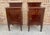 Pair of late 19th century Art Nouveau nightstands with carved tops, bronze handles, restored and wax polished. We observe...
