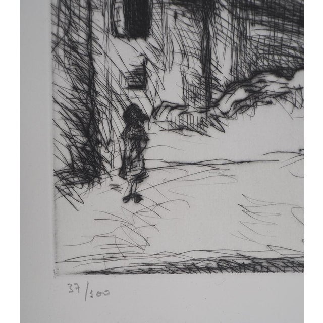 Lucien Mainssieux, Voiron, Old Quarter, Original Signed Etching, 1949 For Sale - Image 4 of 7