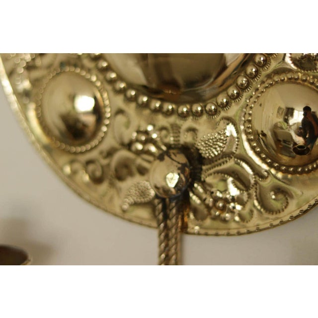 Large Mid-Century Swedish Baroque Style Brass Sconces, Set of 2 For Sale - Image 16 of 18