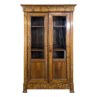 Louis Philippe Glass-Fronted Bookcase in Walnut For Sale