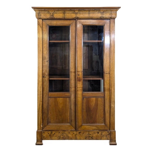 Louis Philippe Glass-Fronted Bookcase in Walnut For Sale