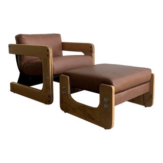 Lou Hodges Style Lounge Chair and Ottoman For Sale