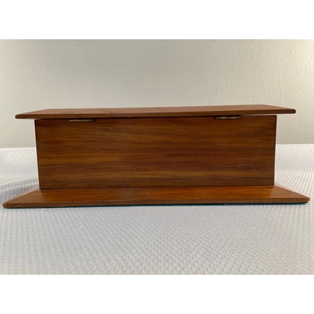 1970s Solid Teakwood Artisan Marquetry Letter Box For Sale - Image 9 of 13