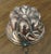 Hand hammered European antique tin lined copper pudding mold. The mold is round with rolled edges. It measures 8.5" round...