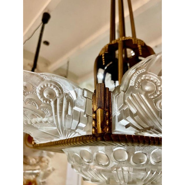 Bronze and Glass Pendant by Georges Leleu, France, 1930 For Sale - Image 9 of 15