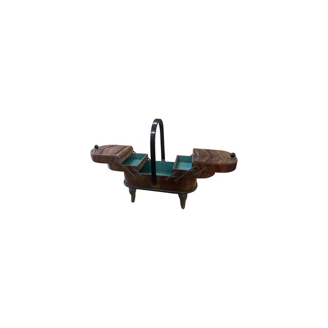 Art Deco Sewing Holder in Walnut Root, 1920s For Sale - Image 4 of 10