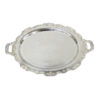 Vintage Towle Victorian Silver Plated Oval Twin Handle Serving Platter Bar Tray For Sale