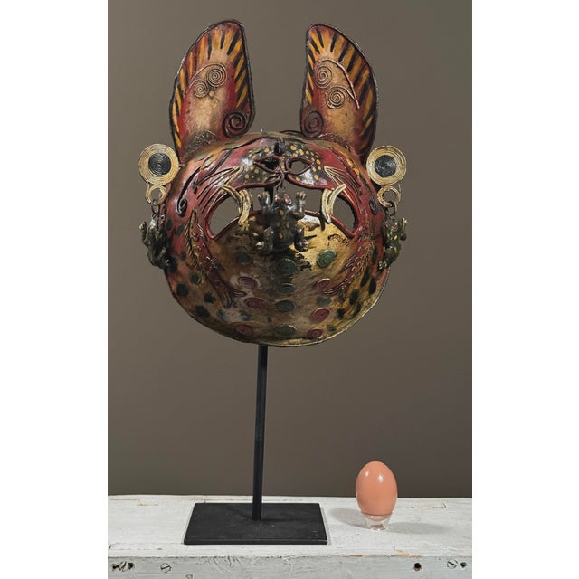 Vintage Mexican Folk Art Polychrome Metal Tigre Mask (C. 1940s) For Sale - Image 4 of 10