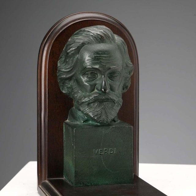 Bronze and Wood Bookends, Set of 2 For Sale - Image 5 of 11