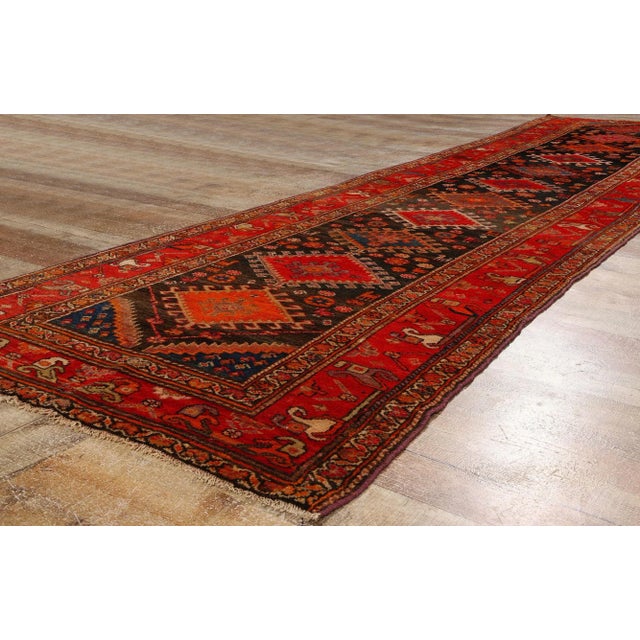 Textile Antique Persian Azerbaijan Rug - 03'05 X 13'00 For Sale - Image 7 of 9
