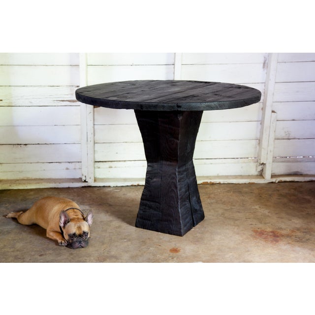 Artisan Shou Sugi Ban Bistro Round Dining Table For Sale - Image 10 of 11