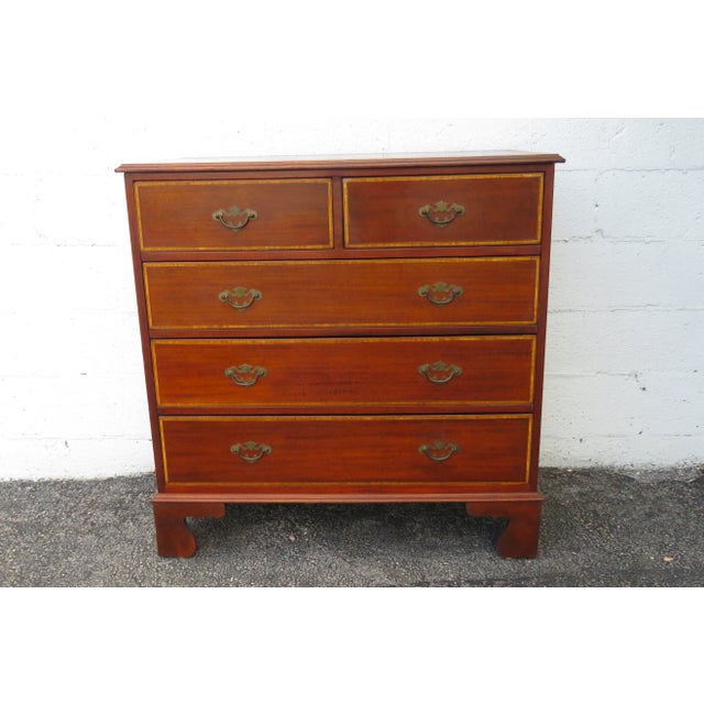 Early 1900s Hepplewhite Style Inlay Chest Dresser For Sale - Image 9 of 13