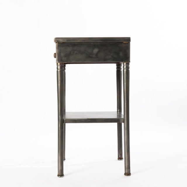 Industrial 1930s Brushed Metal One Drawer Stand For Sale - Image 3 of 7