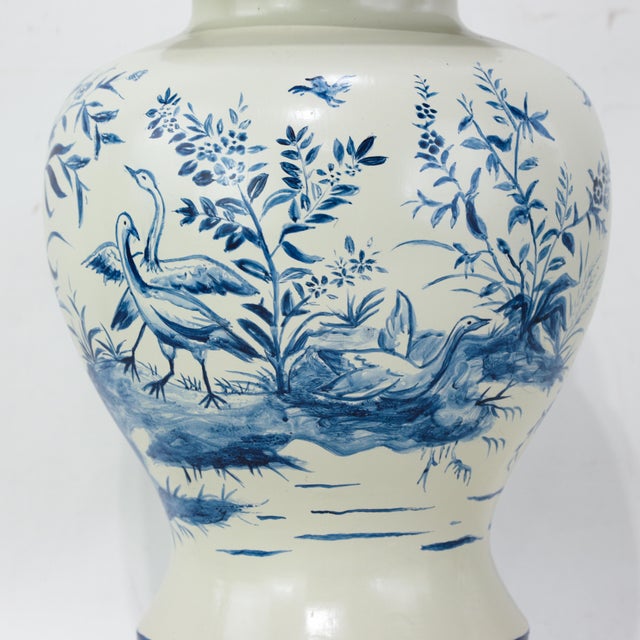 Pair of Vintage Blue and White Ceramic Ginger Jar Table Lamps For Sale - Image 11 of 13