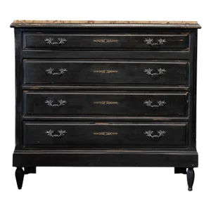French Ebonised and Marble Commode, 19th Century