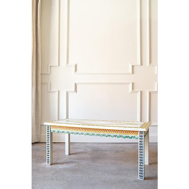 Wood Vintage Hand Carved and Painted Scandinavian Style Coffee Table For Sale - Image 7 of 16