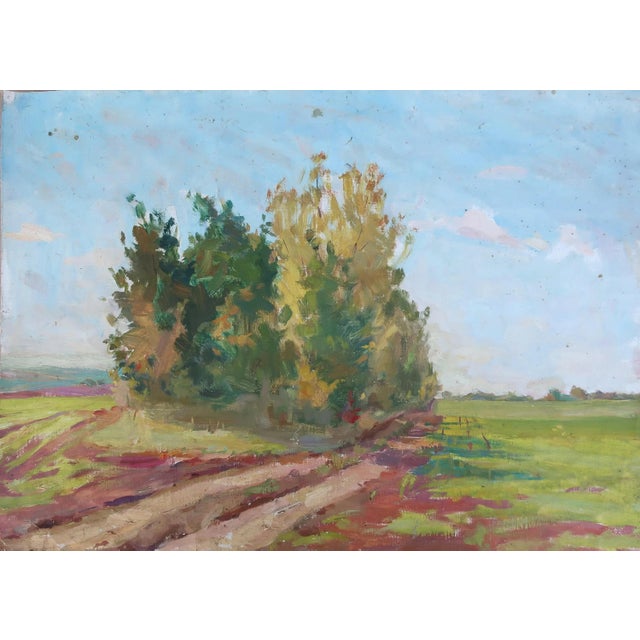 Original Impressionism Oil Painting: Rural Ukrainian Landscape, 1980s 52-73 For Sale