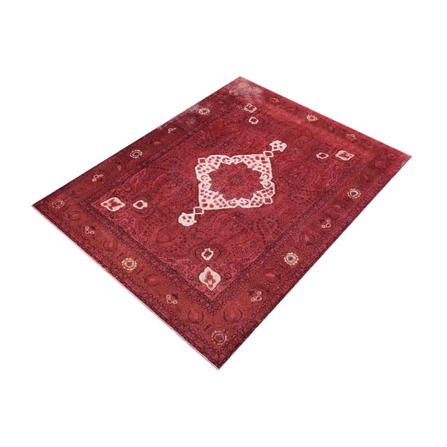 Shabby Chic No Pile Persian Vintage Red/Brown Wool Rug - 8'3'' X 11'7'' For Sale - Image 3 of 10