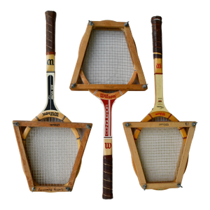 Mid 20th Century Wilson Wooden Tennis Racquets With Presses - Set of 3