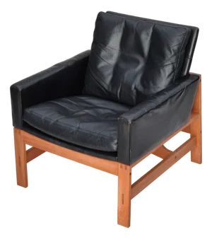 Vintage Danish Lounge Chair in Leather and Oak, 1960s