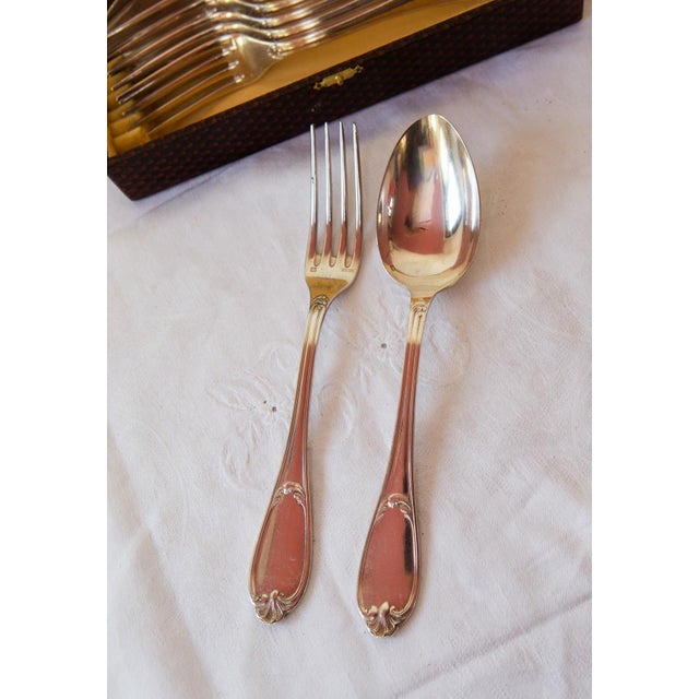 Silver Set of French Cutlery by Ercuis, Set of 12 For Sale - Image 8 of 10