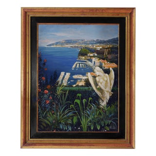 Alfredo Santini, Amalfi Coast, 1990s, Oil Painting on Canvas, Framed For Sale