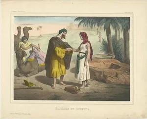 Becquet Freres, Rebecca and Eliezer at The Well, 1840, Print