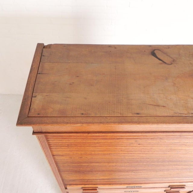 Oak Roller Shutter Cabinet with Shutters One Above the Other, 1930s For Sale - Image 16 of 18