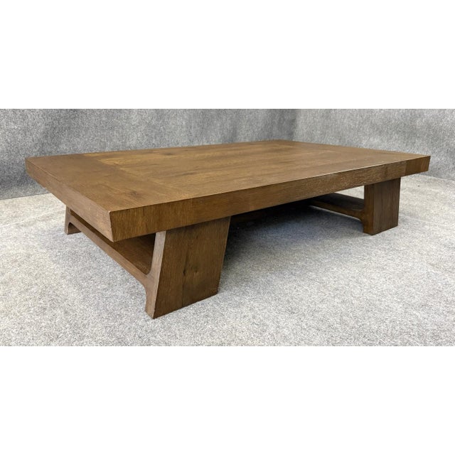 Contemporary Restoration Hardware Davos Oak Rectangular Coffee Table For Sale - Image 3 of 12