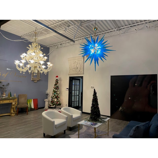 Glass Murano Glass Chandelier Sputnik Icicles Modern Chandelier For Sale - Image 7 of 9