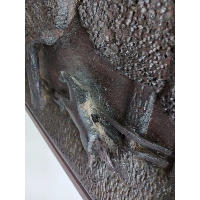 Vintage Equestrian Horse Jumping Steeplechase Hand Carved Wooden Wall Plaque Dated 1930 For Sale - Image 4 of 9