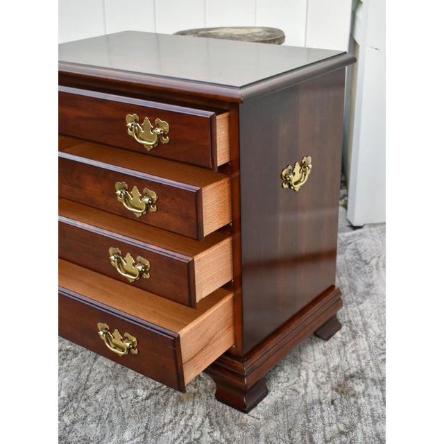 Vintage Small Four Drawer Traditional Style Solid Cherry Bachelors Chest For Sale - Image 11 of 12