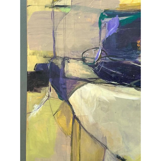 Wood Vintage Abstract Expressionist Oil Painting on Canvas For Sale - Image 7 of 12
