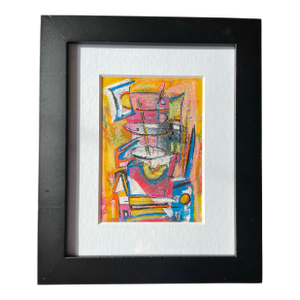 Listed John Schwab Original Oil Stick Abstract Kandinsky Rothko Style Painting Cubism MCM